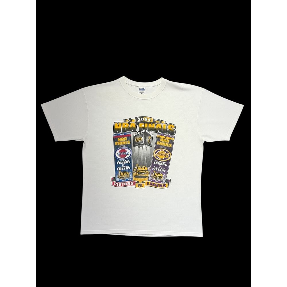 Vintage NBA Finals 2004 T Shirt XL White Detroit Pistons VS Los Angeles Lakers